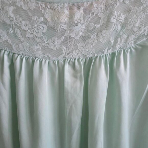 Blue Lace Trim Short Sleeve Button Front M - Picture 10 of 16